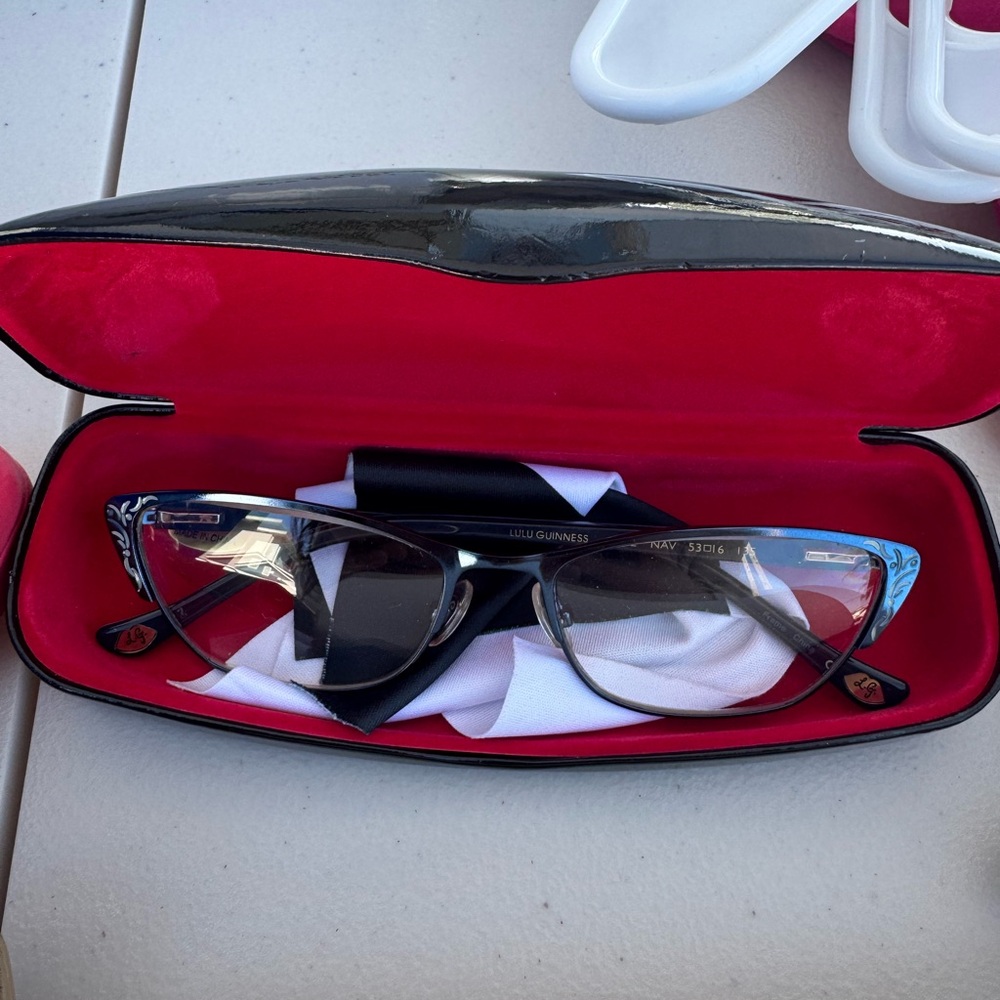 Lulu Guinness Black and Red Glasses with Case